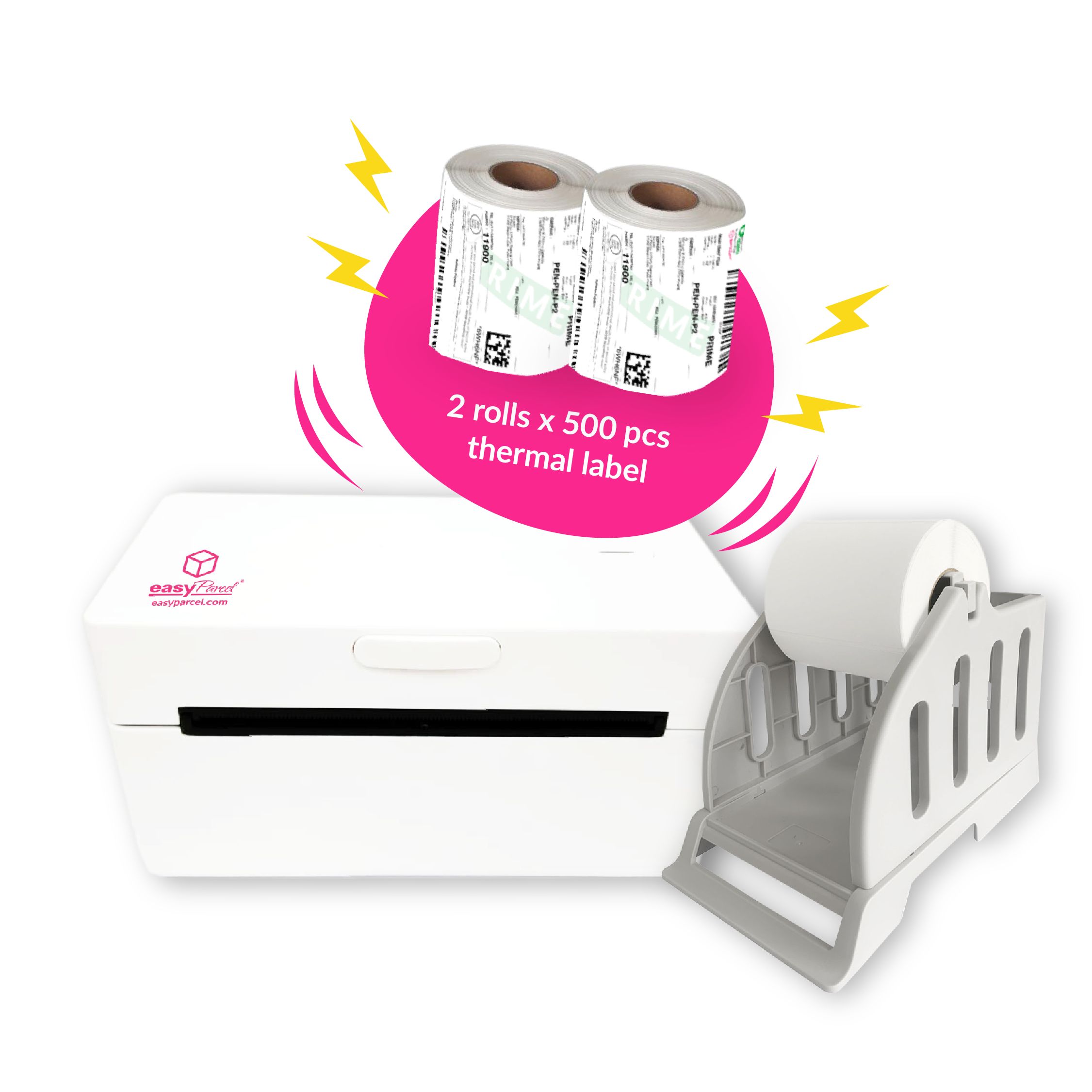 EASYPARCEL LITE THERMAL PRINTER (BUNDLE 2 THERMAL ROLLS & THERMAL ROLL HOLDER)
