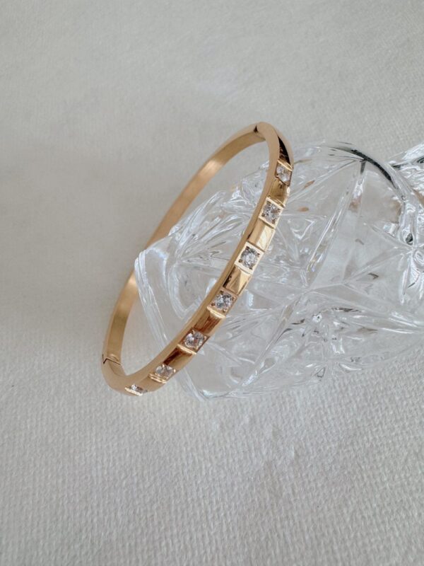 Buckle Zirconia Cuff Bangle - Image 5