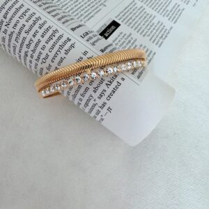 Double Layer Rhinestone Fishbone Cuff