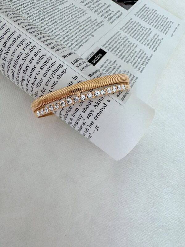 Double Layer Rhinestone Fishbone Cuff