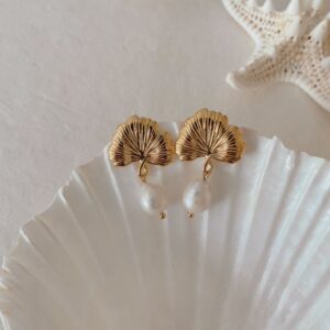 Ginkgo Pearl Earrings