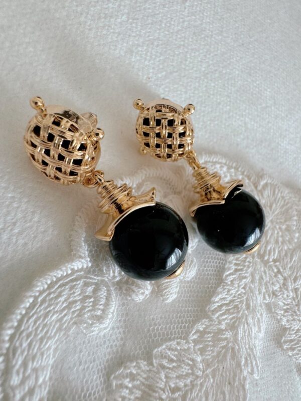 Black Agate Tiger Eye Earrings