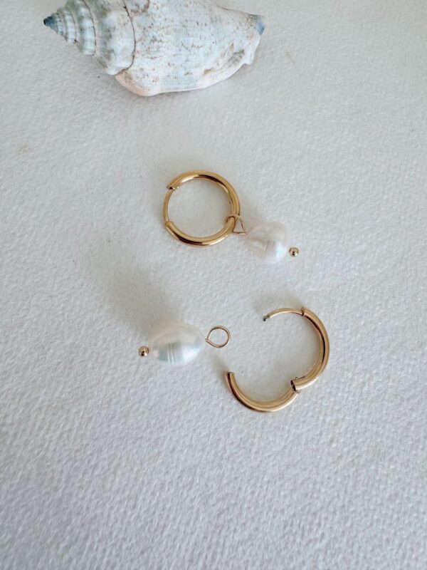 Freshwater Pearl Hoop Earrings - Image 4