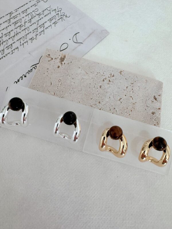 Twisted Metal Tiger Eye Earrings - Image 2