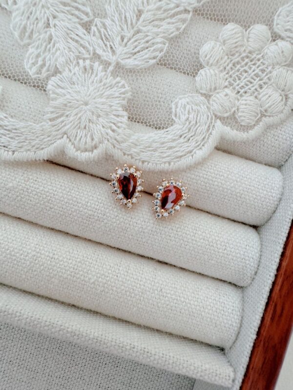Cherry Red Ruby Retro Earrings - Image 3