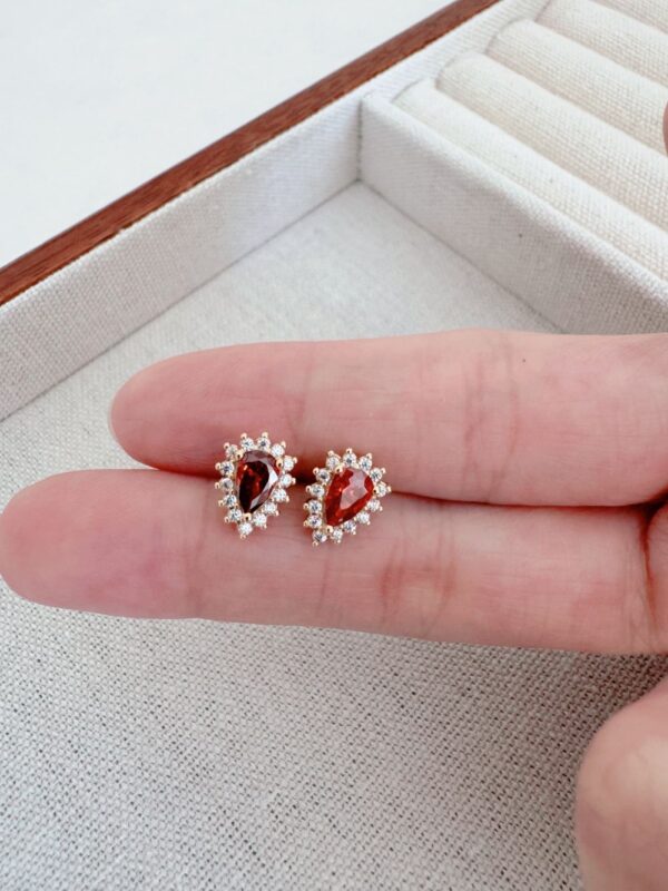 Cherry Red Ruby Retro Earrings - Image 4