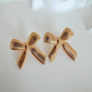 Striped Bow Earrings