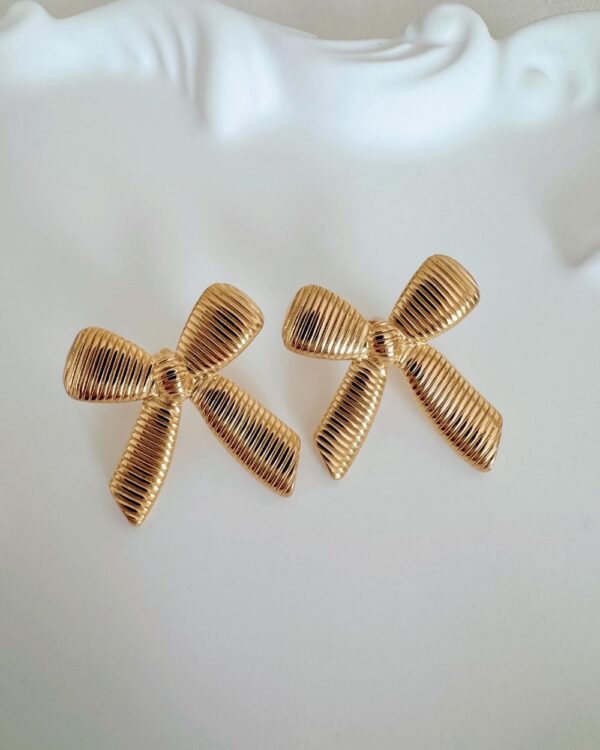 Striped Bow Earrings