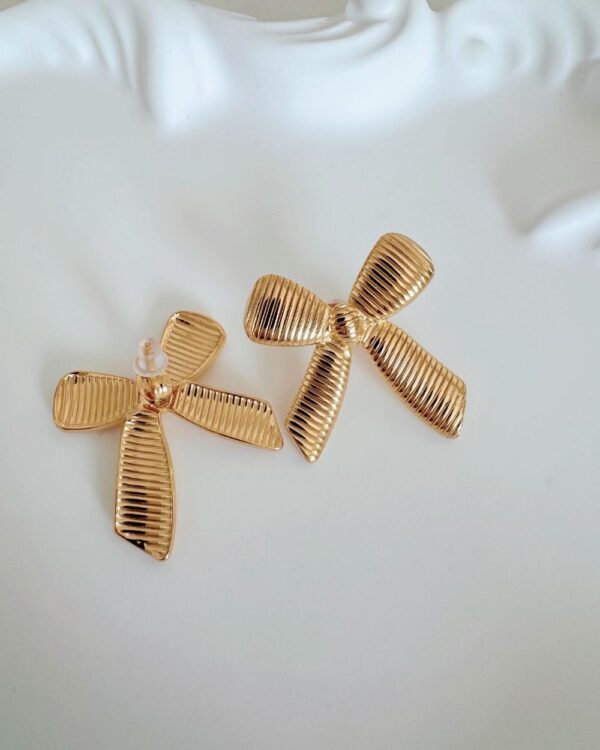 Striped Bow Earrings - Image 3