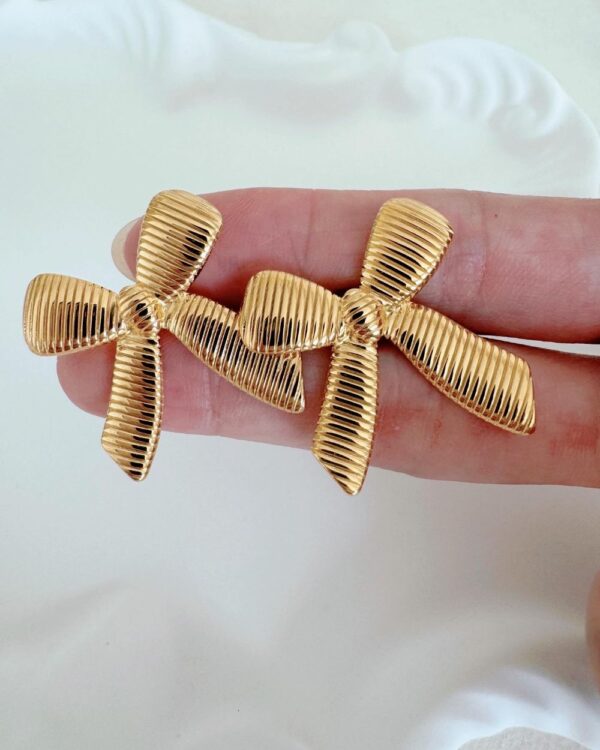 Striped Bow Earrings - Image 4