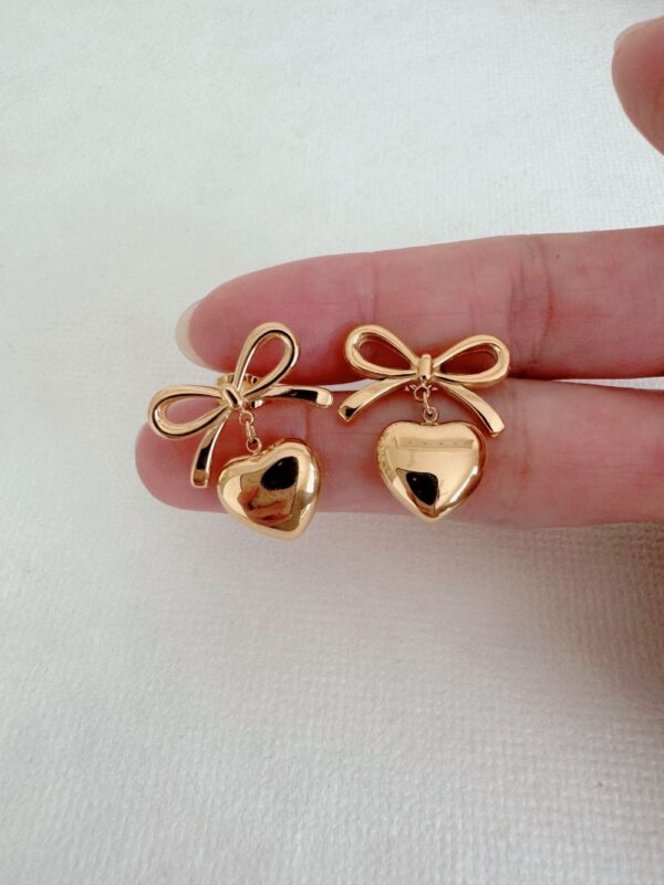 Bow Heart Earrings - Image 3