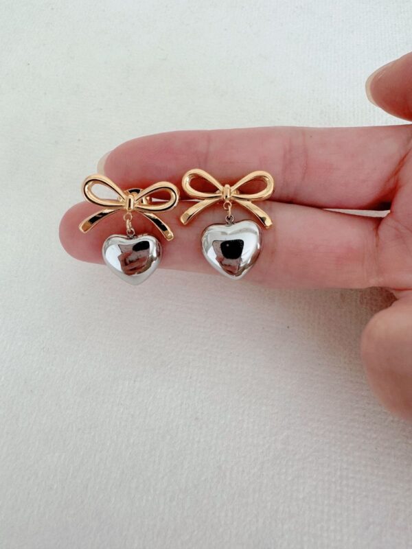 Bow Heart Earrings - Image 4