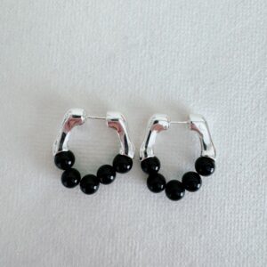 Black Agate Stone Retro Earrings