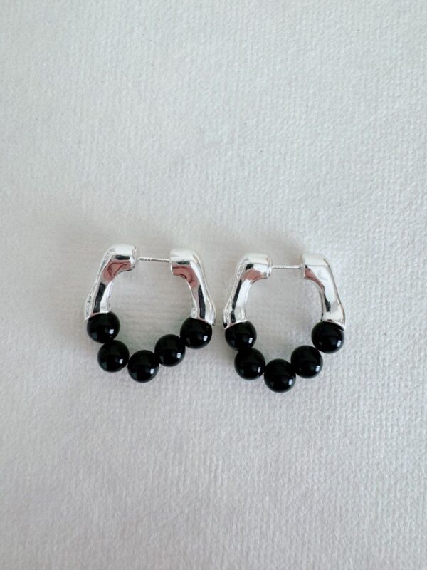 Black Agate Stone Retro Earrings