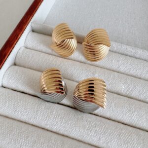 Striped Cross over Small Earrings