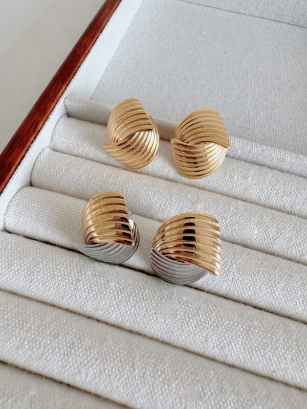 Striped Cross over Small Earrings