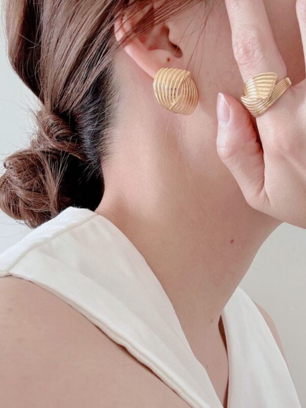 Striped Cross over Small Earrings - Image 4
