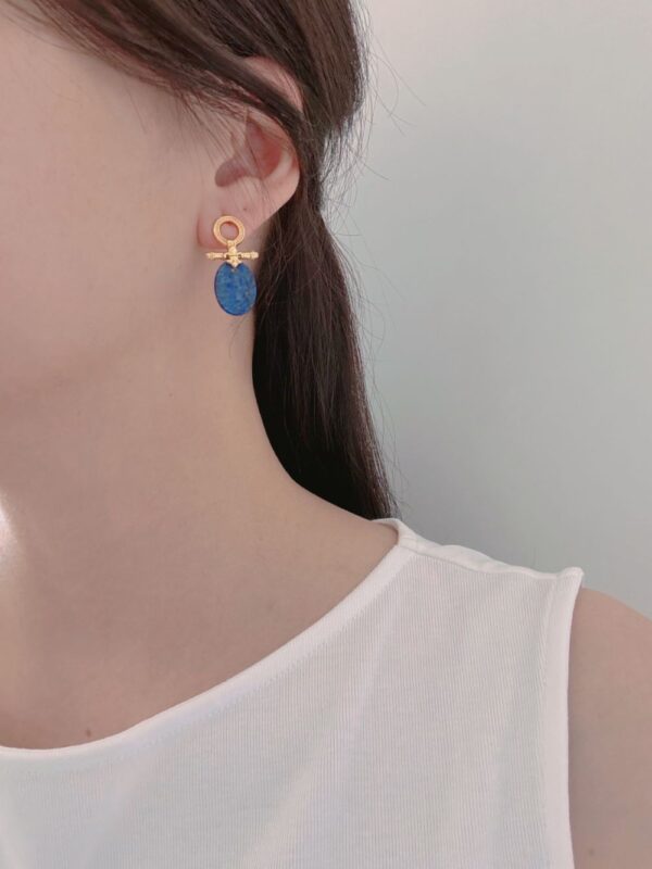 Moire Stone Aqua Blue Earrings - Image 3