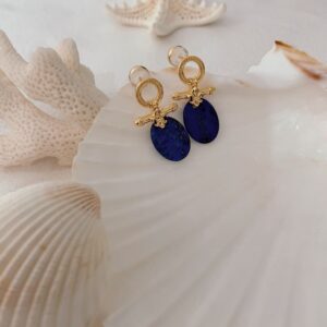 Moire Stone Aqua Blue Earrings
