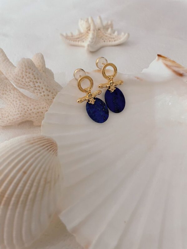 Moire Stone Aqua Blue Earrings