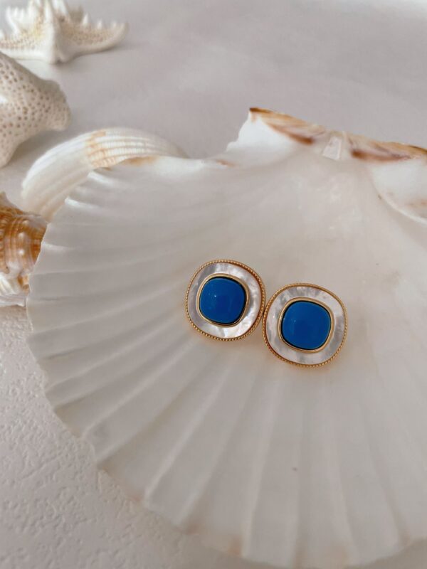 Square Natutal Shell Turquoise Earrings