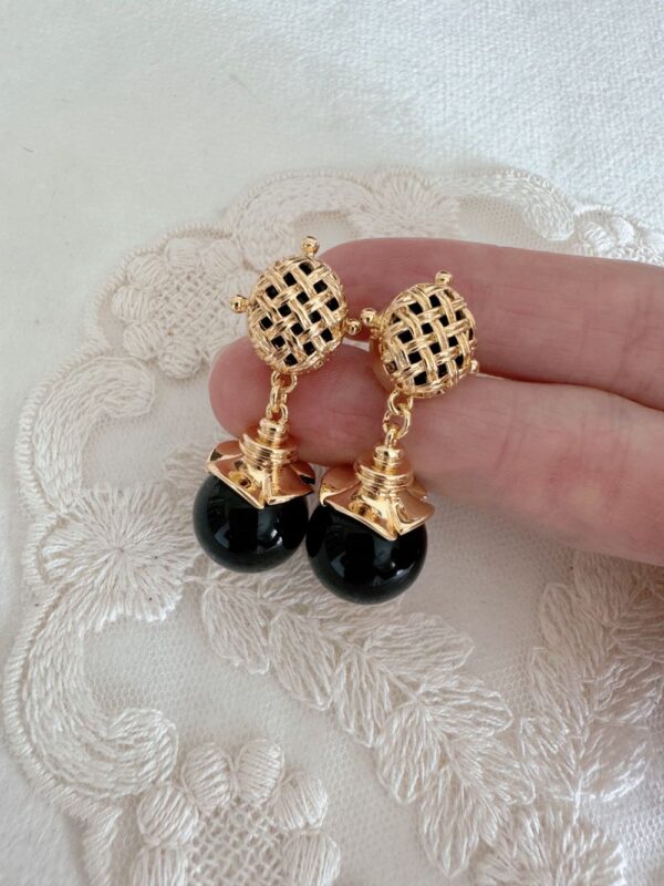 Black Agate Tiger Eye Earrings - Image 4