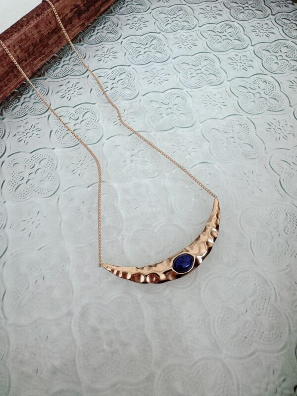 Pleated Moon Lapis Lazuli Necklace