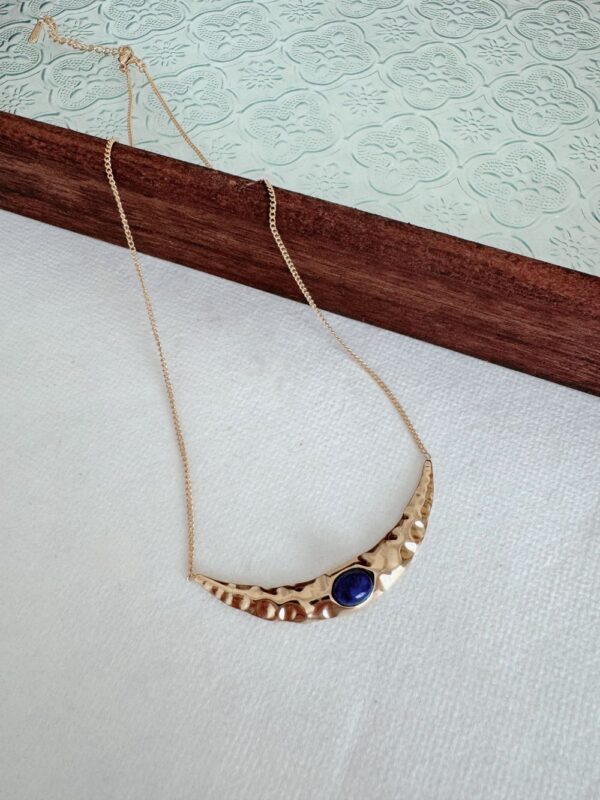 Pleated Moon Lapis Lazuli Necklace - Image 3