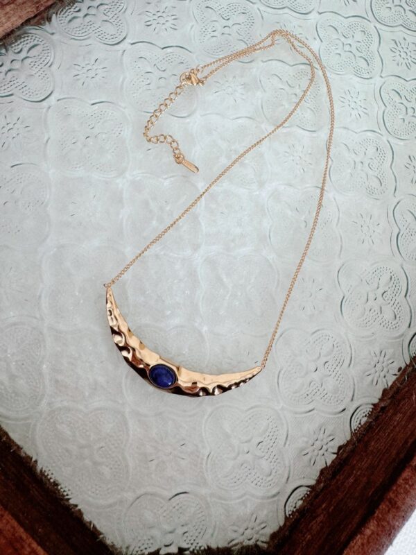 Pleated Moon Lapis Lazuli Necklace - Image 4