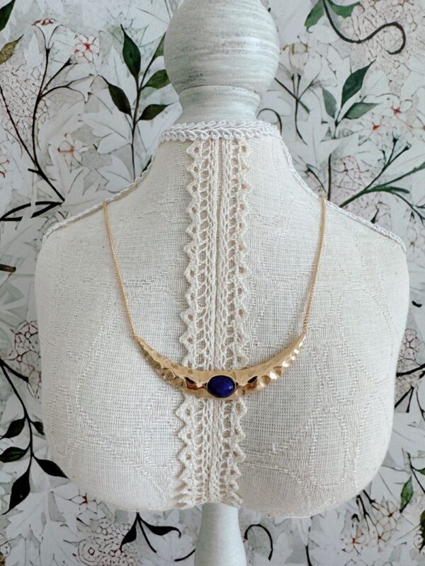 Pleated Moon Lapis Lazuli Necklace - Image 5